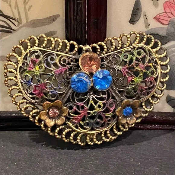 Antique Art Nouveau Sash Clip With Crystals. - Picture 1 of 6